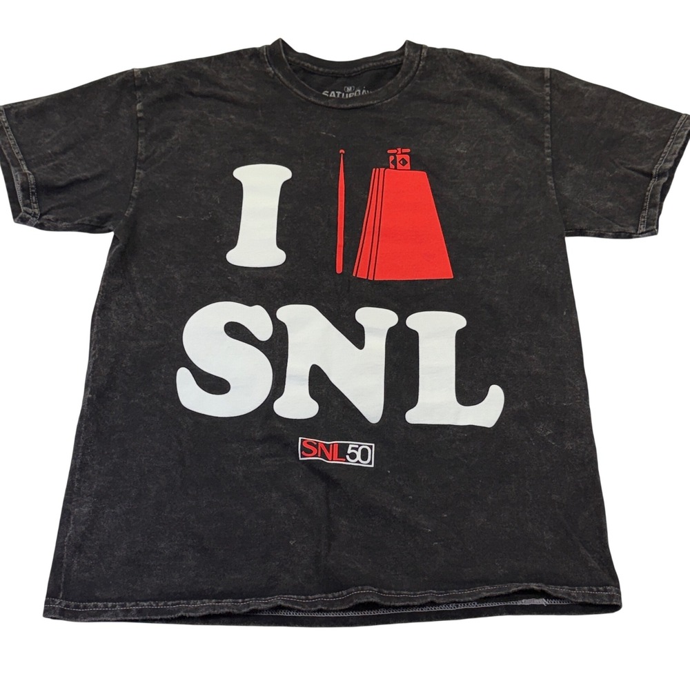 Saturday Night Live SNL 50 Cowbell Graphic T-Shirt Black Mineral Wash Med 1189C8